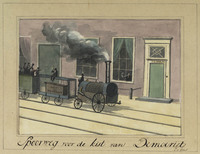 KT 2010 311
<br/>
Spoorweg voor de kist van Democriet
<br/>
<em>Michaëlis, Gerrit Jan (1775-1857)</em>